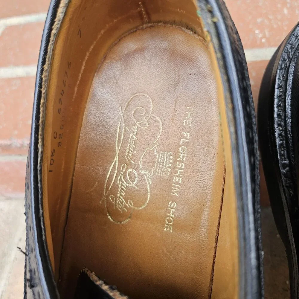 Florsheim Imperial Men's Black Leather Wingtip Dress Shoes Gumlite Sz 10.5C EUC